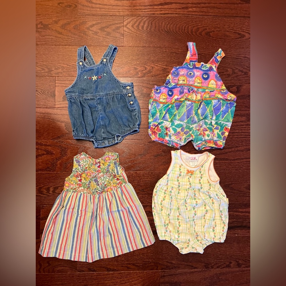 Bundle of Y2K 2000s vintage Carters and other rompers 12-18 months